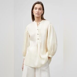Lafayette 148 New York Cream Fraiche Pleated Blouse